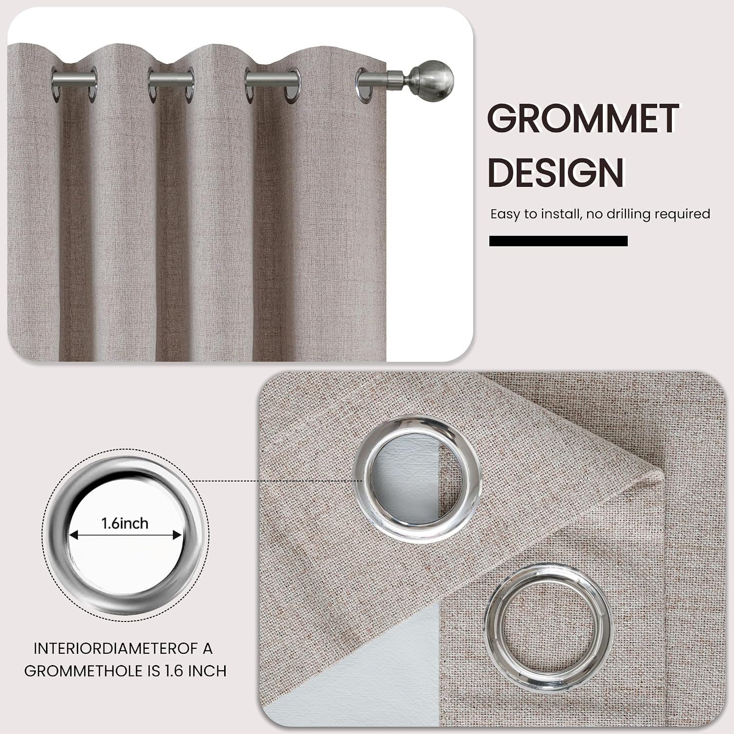 Thermal Grommet Blackout Window Curtain Drapes