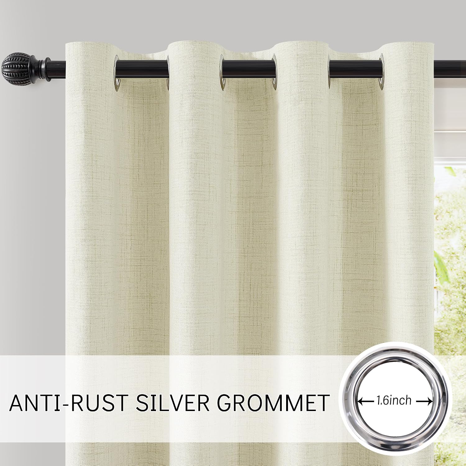 Linen Bedroom Full Blackout Window Curtain Drapes