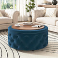 Round Storage Ottoman with Removable Tray Coffee Table