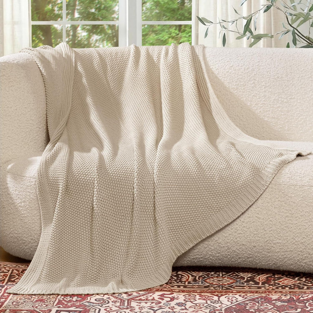Soft Cotton Cable Knit Throw Blanket