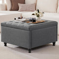 Large Fabric Square Storage Ottoman Coffee Table